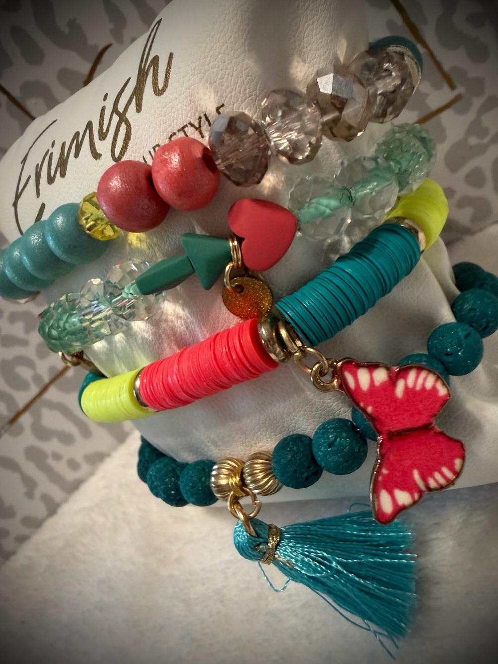 New ERIMISH Bracelets 4 pc - Teal & Coral - Custom Regular, Kids Or Extended - Picture 3 of 4